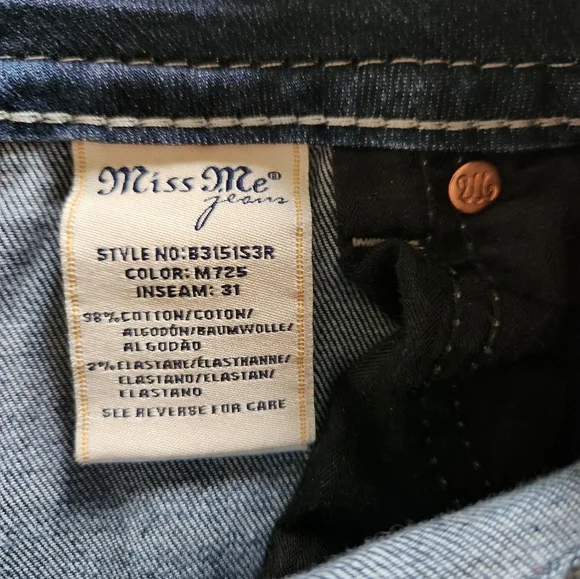Miss Me Skinny Standard Size 28 Inseam 31 - Picture 3 of 8